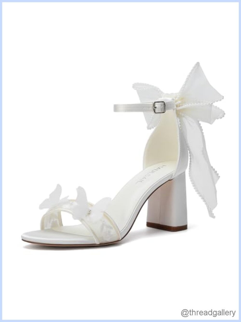Lace Block Heel Sandals Open Toe Ankle Strap Wedding Heels